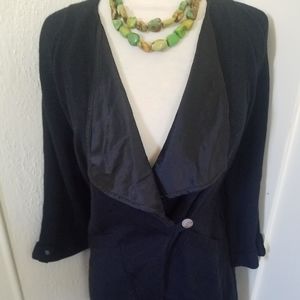 NEW Stewart Brown Black Wool Knit Cardigan Sweater Women's Size Small